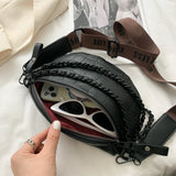 Stone Pattern Leather Waist Bag Chain Fanny Pack