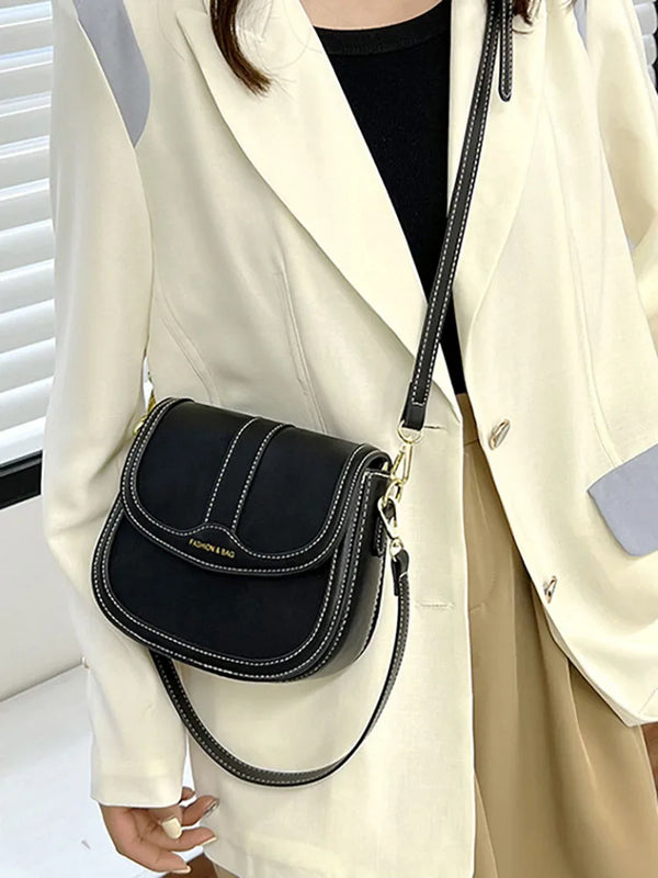 Women's Shoulder Bag Flap Crossbody Bags Contrast Pu Leather
