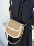 Women's Shoulder Bag Flap Crossbody Bags Contrast Pu Leather