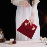 Vintage Small Square Bag Red Velvet Women Handbags Cupid's Arrow Chain