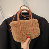 Winter Warm Plush Tote Bag Lamb Fleece Messenger Shoulder Bag