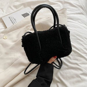 Winter Warm Plush Tote Bag Lamb Fleece Messenger Shoulder Bag