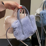 Winter Warm Plush Tote Bag Lamb Fleece Messenger Shoulder Bag