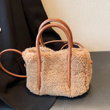 Winter Warm Plush Tote Bag Lamb Fleece Messenger Shoulder Bag