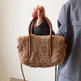 Winter Warm Plush Tote Bag Lamb Fleece Messenger Shoulder Bag