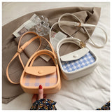 Plaid Leather Messenger Bag Waist Bag Women Bags