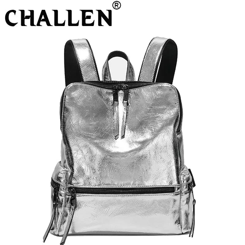 Anti-theft School Shoulder Bag Casual Women Backpack Reflective Silver
