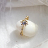 Silver Ring with Diamond-Encased Chalcedony Opening, Retro Charm Ladies Jewelry