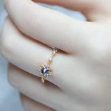 Silver Ring with Diamond-Encased Chalcedony Opening, Retro Charm Ladies Jewelry