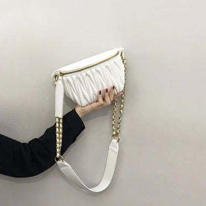 Designer Style Wrinkles Waist Bag for Women and Messenger Bag