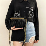 Designer Style Wrinkles Waist Bag for Women and Messenger Bag