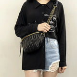 Designer Style Wrinkles Waist Bag for Women and Messenger Bag
