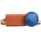 Detachable Square Bag+Round Women's Waist Bag 2pcs Chain High Leather Belt Bag
