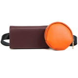 Detachable Square Bag+Round Women's Waist Bag 2pcs Chain High Leather Belt Bag
