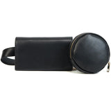 Detachable Square Bag+Round Women's Waist Bag 2pcs Chain High Leather Belt Bag
