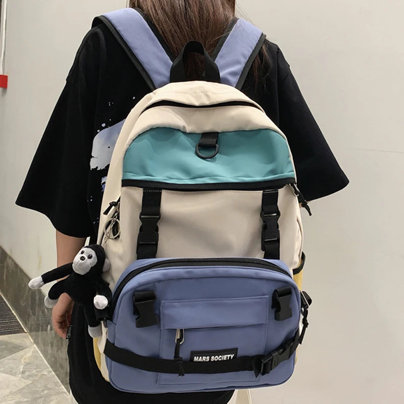 Detachable Women's Backpack Patchwork Student School Bag for Teenage Girls Boys