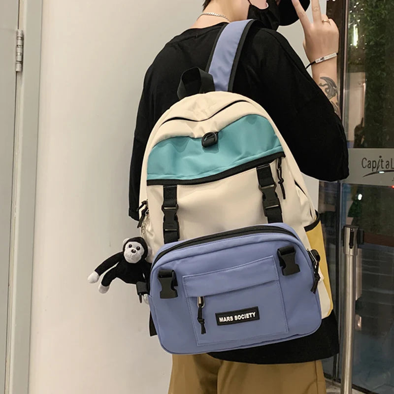 Detachable Women's Backpack Patchwork Student School Bag for Teenage Girls Boys