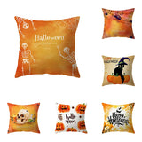 Devil Pumpkin Skull Throw Pillow Cover Halloween Theme Sofa Chair Bed Cushion