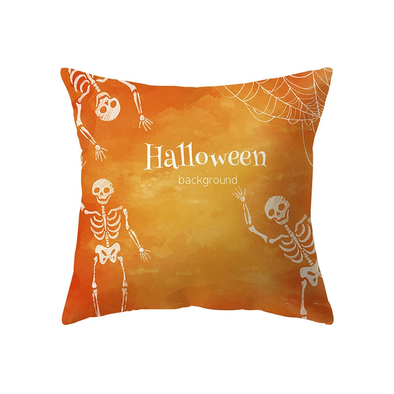 Devil Pumpkin Skull Throw Pillow Cover Halloween Theme Sofa Chair Bed Cushion