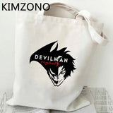 Devilman Crybaby Shopping Bag Cotton Canvas Foldable Reusable Tote