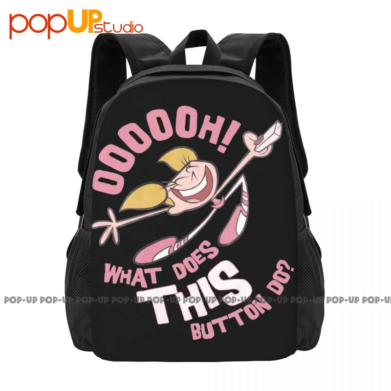 Dexters Laboratory Cartoon Dee Dee Button Backpack Large Capacity