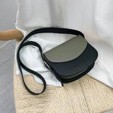 Diagonal PU Leather Shoulder Bag Retro Saddle Bag