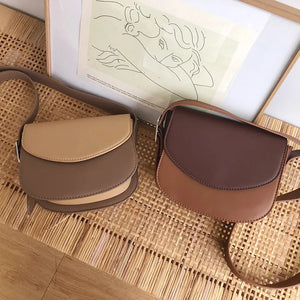 Diagonal PU Leather Shoulder Bag Retro Saddle Bag