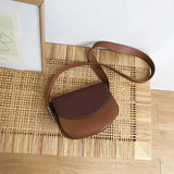 Diagonal PU Leather Shoulder Bag Retro Saddle Bag