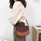 Diagonal PU Leather Shoulder Bag Retro Saddle Bag