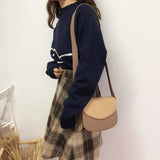 Diagonal PU Leather Shoulder Bag Retro Saddle Bag