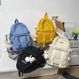 Diagonal Zipper Solid Teens Backpack Double Pocket Couple College