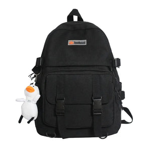 Diagonal Zipper Solid Teens Backpack Double Pocket Couple College