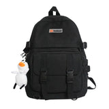 Diagonal Zipper Solid Teens Backpack Double Pocket Couple College