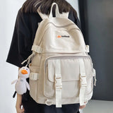 Diagonal Zipper Solid Teens Backpack Double Pocket Couple College