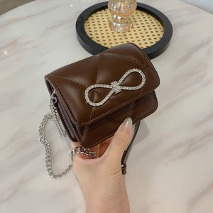 Diamond Bow Mini Square Crossbody Bag Chain Shoulder Mess