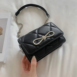 Diamond Bow Mini Square Crossbody Bag Chain Shoulder Mess