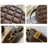 Diamond Chocolate Square Round Handbag Women Solid Zipper Shoulder Crossbody Bag