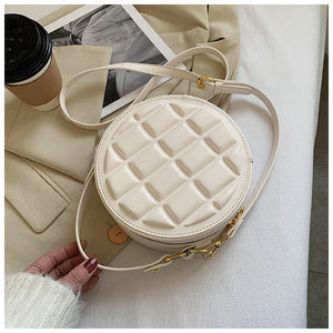Diamond Chocolate Square Round Handbag Women Solid Zipper Shoulder Crossbody Bag