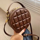 Diamond Chocolate Square Round Handbag Women Solid Zipper Shoulder Crossbody Bag