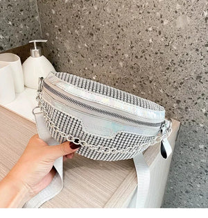 Diamond Crossbody Fanny Waist Bag Zipper Chest Phone Pack