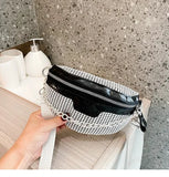 Diamond Crossbody Bags for Women Fanny Waist Bag Casual Zipper Chest Phone Pack