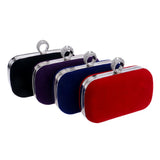 Red Diamond Crystal Velvet Clutch Evening Party Purse Chain Handbag