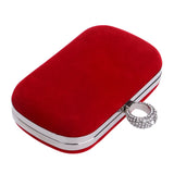 Red Diamond Crystal Velvet Clutch Evening Party Purse Chain Handbag