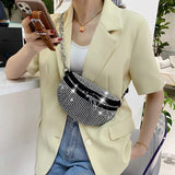 Diamond Studded Women's Belt Bag High Chest Pack Waist Bag Crossbody Bags