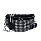 Diamond Studded Women's Belt Bag High Chest Pack Waist Bag Crossbody Bags