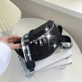 Diamond Studded Women's Belt Bag High Chest Pack Waist Bag Crossbody Bags