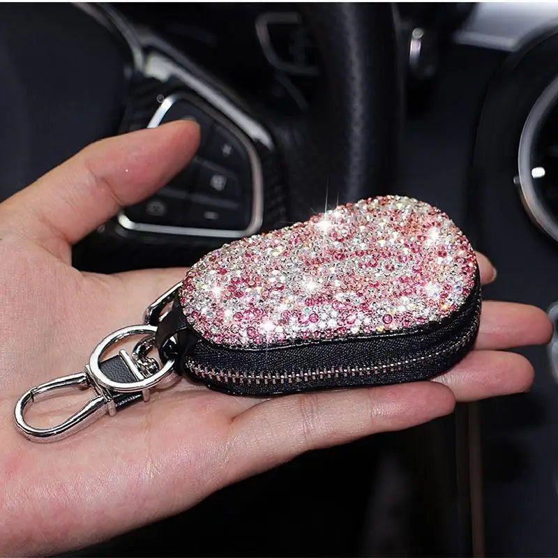 Diamond Inlaid Key Bag Car Key Leather Case Key Holder
