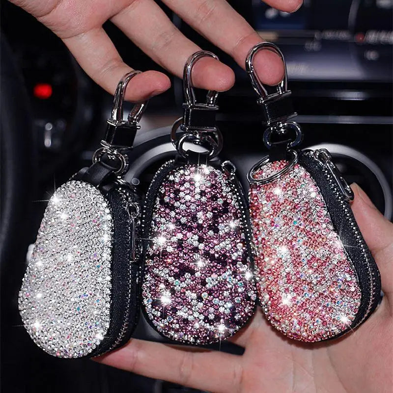 Diamond Inlaid Key Bag Car Key Leather Case Key Chain