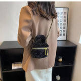 Plush Diamond Lattice Chain Purse - Small Fur Handbag