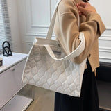 Diamond Lattice Corduroy Shoulder Bag for Women - Large Capacity Office Ladies